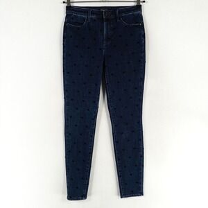 Talbots Jegging Jeans Size 2 Blue Dark Wash All Over Velvet Black Bows Stretch